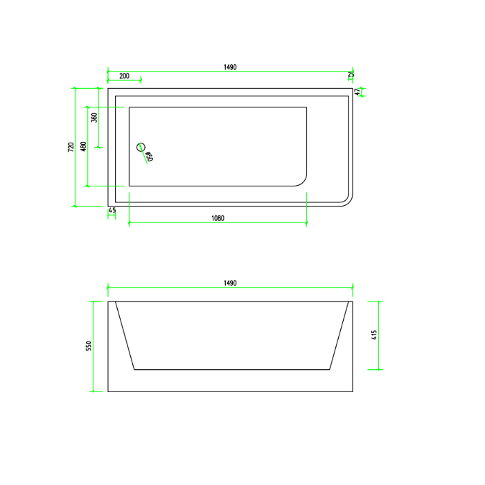 Corner 1500 Left Fit Freestanding Bath Tub | Indulge Bathroom