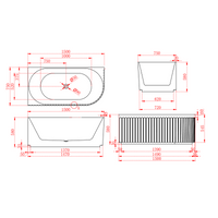 Kelsa Fluted 1500mm Matte White Left Corner Fit Designer Round Freestanding Bath | Indulge Bathroom