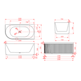 Kelsa Fluted 1500mm Matte White Left Corner Fit Designer Round Freestanding Bath | Indulge Bathroom