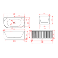 Kelsa Fluted 1500mm Matte White Left Corner Fit Designer Round Freestanding Bath | Indulge Bathroom