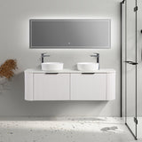 Ronda 1500 Curved Double Matte White Fluted Wall Hung Vanity | Indulge Bathroom