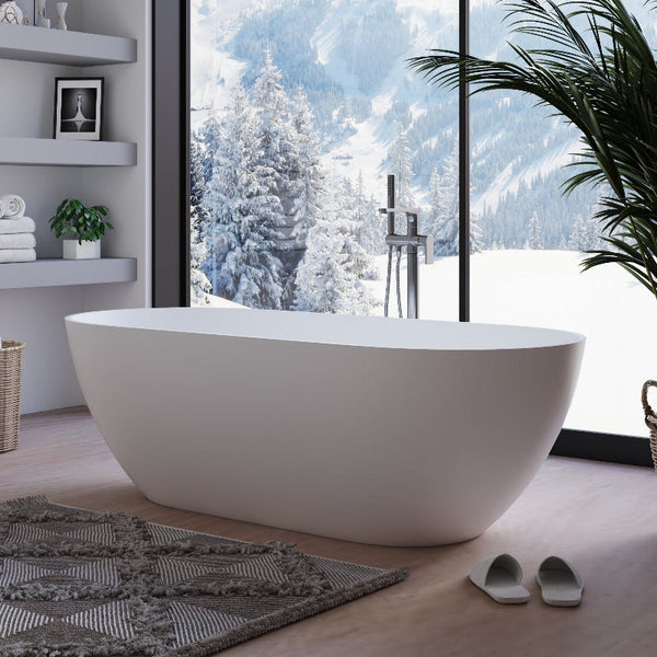 Fiora 1500mm Stone Matte White Freestanding Bath Tub | Indulge Bathroom