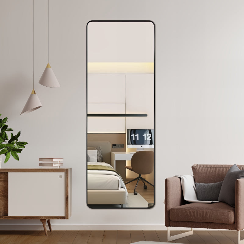 Curva 600 x 1600mm Freestanding Matte Black Framed Mirror | Indulge Bathroom