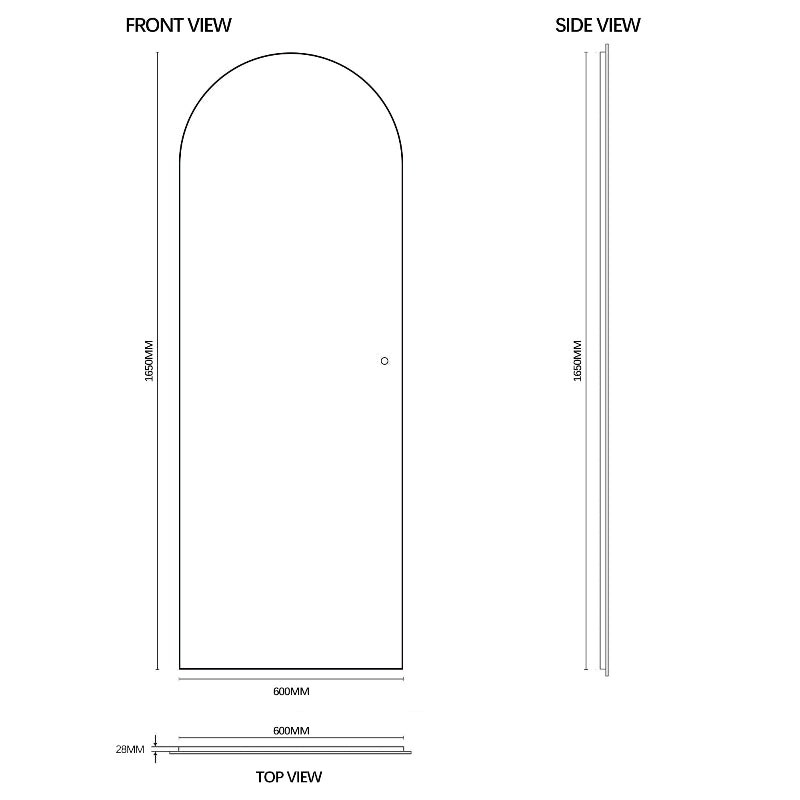 Arched 600 x 1650 LED Mirror - Three Light Temperatures | Indulge Bathroom