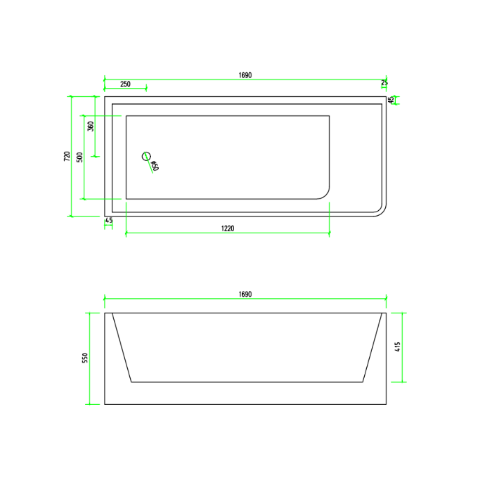 Corner 1700 Left Fit Freestanding Bath Tub | Indulge Bathroom