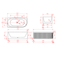 Kelsa Fluted 1700mm Matte White Left Corner Fit Designer Round Freestanding Bath | Indulge Bathroom