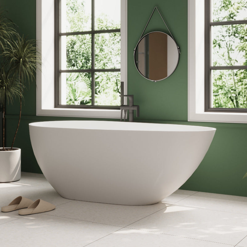 Ocean 1700mm Stone Matte White Freestanding Bath Tub | Indulge Bathroom