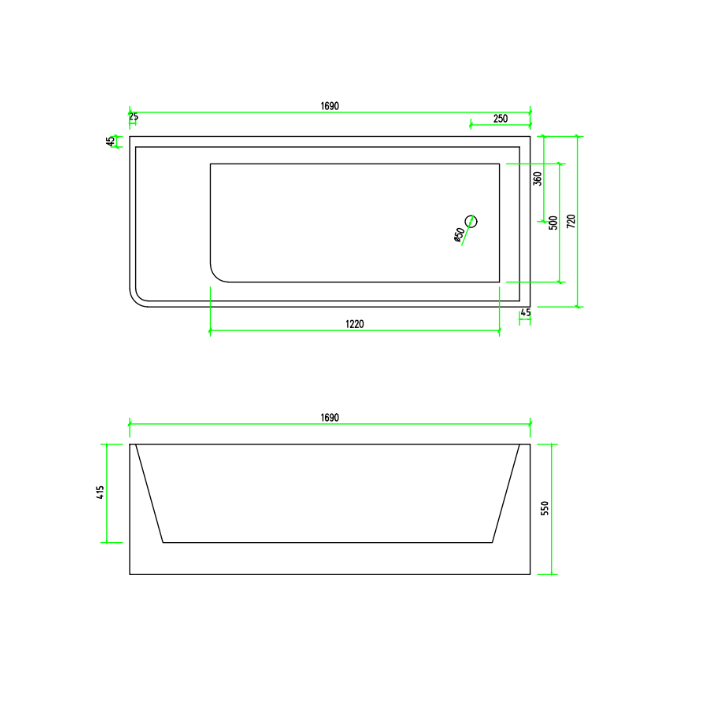 Corner 1700 Right Fit Freestanding Bath Tub | Indulge Bathroom