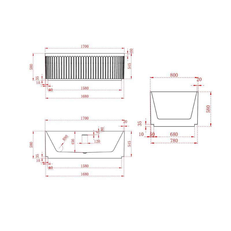 Kelsa Fluted 1700mm Matte Black Designer Round Freestanding Bath | Indulge Bathroom