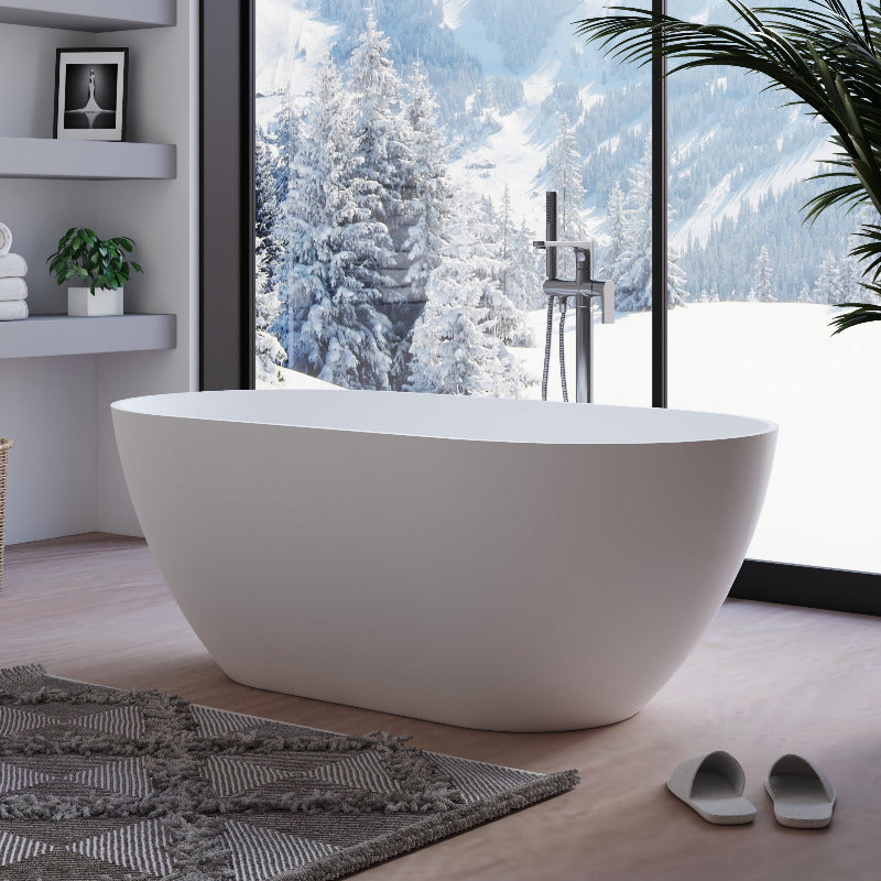 Fiora 1750mm Stone Matte White Freestanding Bath Tub | Indulge Bathroom