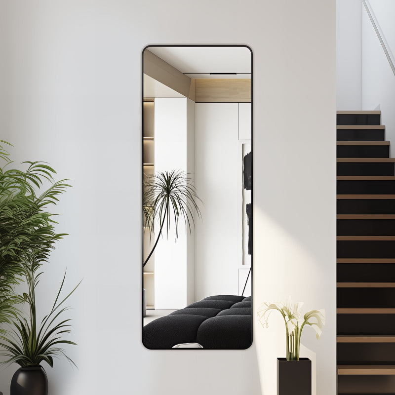 Curva 600 x 1600mm Freestanding Matte Black Framed Mirror | Indulge Bathroom