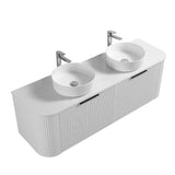 Ronda 1500 Curved Double Matte White Fluted Wall Hung Vanity | Indulge Bathroom