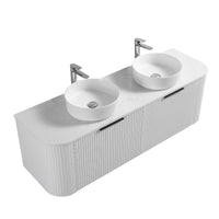Ronda 1500 Curved Double Matte White Fluted Wall Hung Vanity | Indulge Bathroom