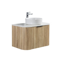 Ronda 750 Curved White Oak Fluted Wall Hung Vanity | Indulge Bathroom