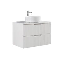 Kelsa 750 Fluted Matte White Wall Hung Vanity | Indulge Bathroom
