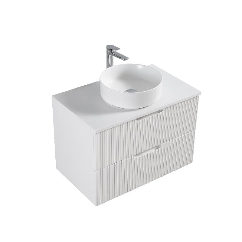 Kelsa 750 Fluted Matte White Wall Hung Vanity | Indulge Bathroom