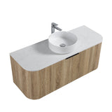 Ronda 1200 Curved White Oak Fluted Wall Hung Vanity | Indulge Bathroom