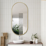 Oval Brushed Gold 450 x 900 Framed Mirror | Indulge Bathroom