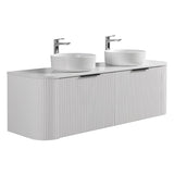 Ronda 1500 Curved Double Matte White Fluted Wall Hung Vanity | Indulge Bathroom
