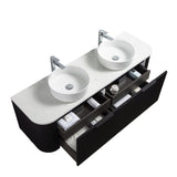Ronda 1500 Curved Double Matte Black Fluted Wall Hung Vanity | Indulge Bathroom