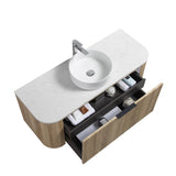 Ronda 1200 Curved White Oak Fluted Wall Hung Vanity | Indulge Bathroom