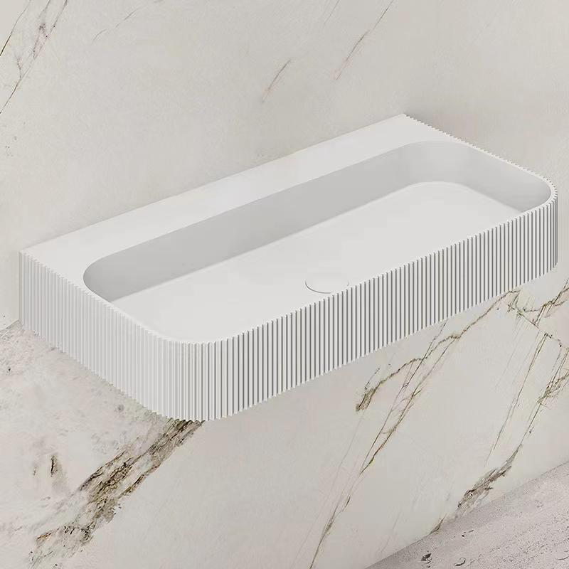 Linea 750mm Solid Surface Fluted Stone Wall Hung Basin | Indulge Bathroom