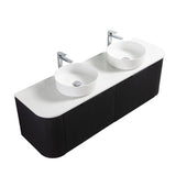 Ronda 1500 Curved Double Matte Black Fluted Wall Hung Vanity | Indulge Bathroom