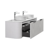 Ronda 1500 Curved Double Matte White Fluted Wall Hung Vanity | Indulge Bathroom