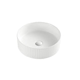 365mm Fluted Round Gloss White Above Counter Basin | Indulge Bathroom