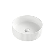 365mm Fluted Round Gloss White Above Counter Basin | Indulge Bathroom