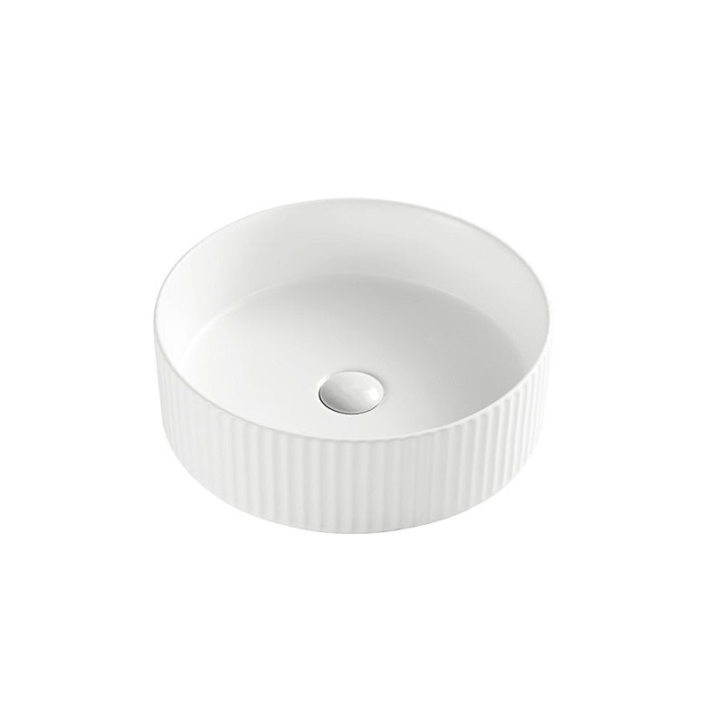 365mm Fluted Round Gloss White Above Counter Basin | Indulge Bathroom
