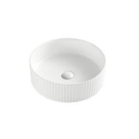 365mm Fluted Round Matte White Above Counter Basin | Indulge Bathroom