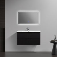 Kelsa 900 Fluted Matte Black Wall Hung Vanity | Indulge Bathroom