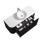 Ronda 1200 Curved Matte Black Fluted Wall Hung Vanity | Indulge Bathroom