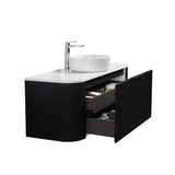 Ronda 1200 Curved Matte Black Fluted Wall Hung Vanity | Indulge Bathroom