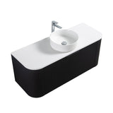 Ronda 1200 Curved Matte Black Fluted Wall Hung Vanity | Indulge Bathroom
