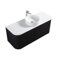 Ronda 1200 Curved Matte Black Fluted Wall Hung Vanity | Indulge Bathroom