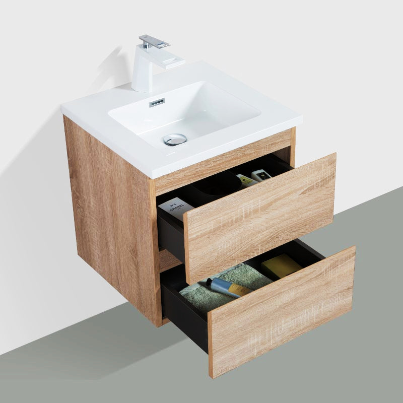 Sella 500mm White Oak Wall Hung Vanity | Indulge Bathroom