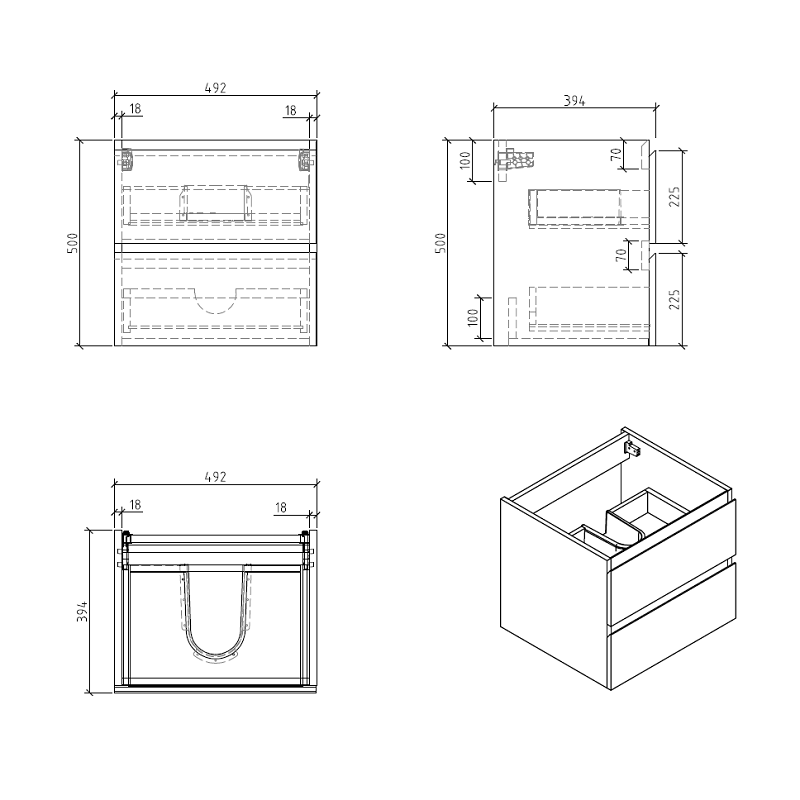 Sella 500mm Ensuite Matte Black Wall Hung Vanity | Indulge Bathroom