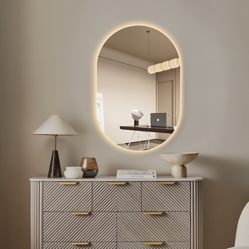 Oval Pill Touchless 600 x 900 LED Mirror - Three Light Temperatures | Indulge Bathroom