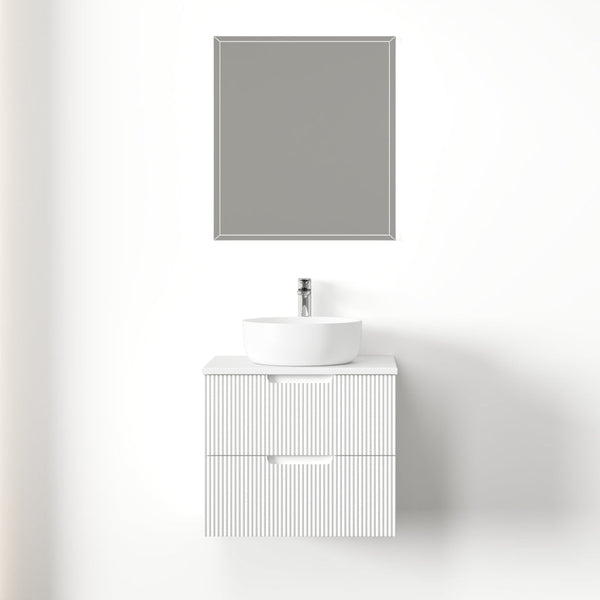 Kelsa 600 Fluted Matte White Wall Hung Vanity | Indulge Bathroom