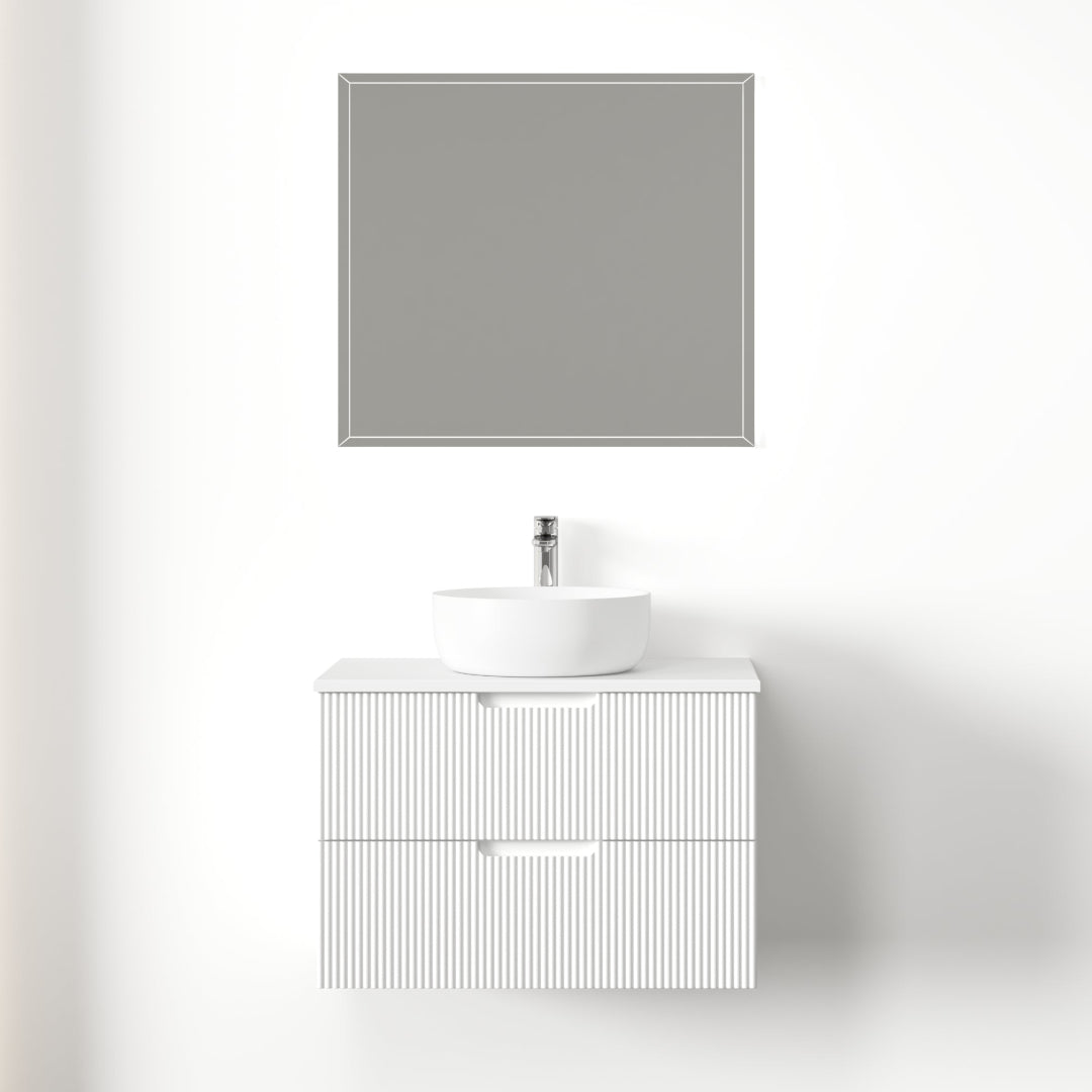 Kelsa 750 Fluted Matte White Wall Hung Vanity | Indulge Bathroom