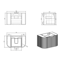 Ronda 750 Curved Matte White Fluted Wall Hung Vanity | Indulge Bathroom