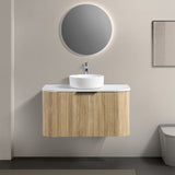 Ronda 900 Curved White Oak Fluted Wall Hung Vanity | Indulge Bathroom