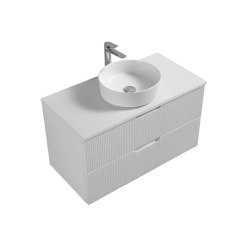 Kelsa 900 Fluted Matte White Wall Hung Vanity | Indulge Bathroom