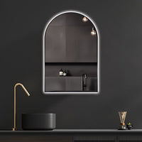 Arched Touchless Back-Lit Matte Black LED Mirror - Three Light Temperatures | Indulge Bathroom