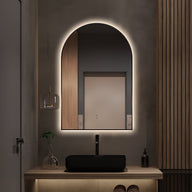 Arched Touchless Back-Lit Matte Black LED Mirror - Three Light Temperatures | Indulge Bathroom