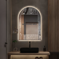 Arched Touchless Back-Lit Matte Black LED Mirror - Three Light Temperatures | Indulge Bathroom