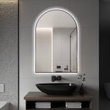 Arched Touchless Back-Lit Matte Black LED Mirror - Three Light Temperatures | Indulge Bathroom
