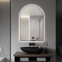 Arched Touchless Back-Lit Matte Black LED Mirror - Three Light Temperatures | Indulge Bathroom
